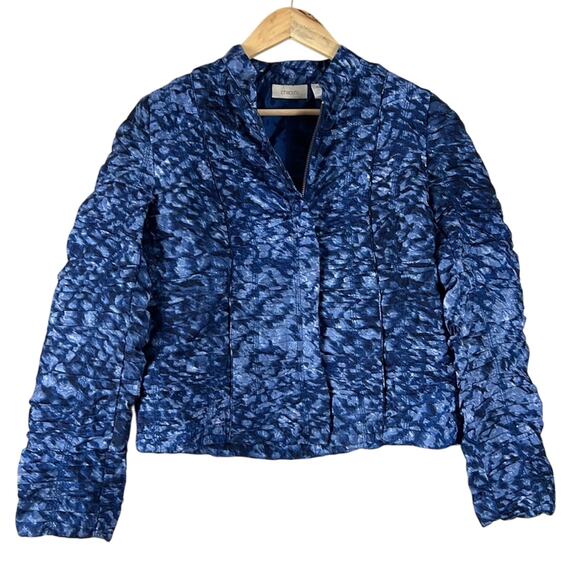 Chico’s Blue Pleated Ruched Jacket - Picture 1 of 3